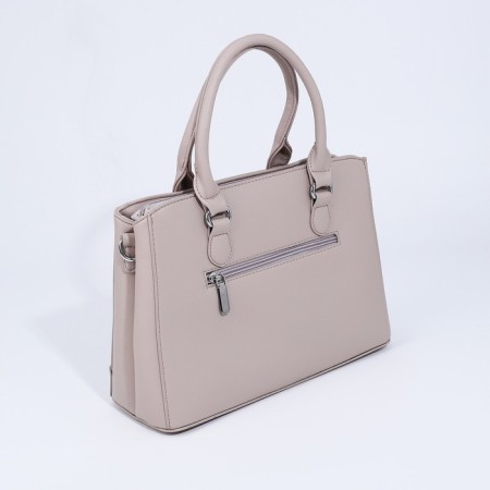Lightning tout bag, outer pocket, long belt, light-beige color-2
