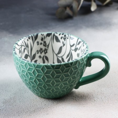 Ceramic "Leaves" mug, 290 ml, green color-2