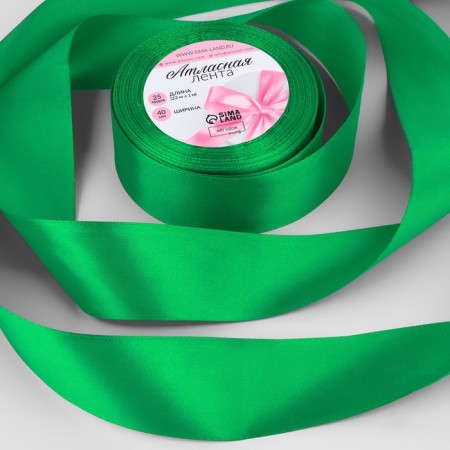 Satin tape, 40 mm × 23 ± 1 m, color green No. 19