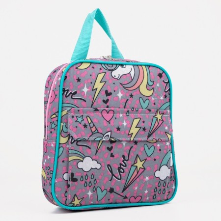A backpack with a zipper, external pocket, pink color-2