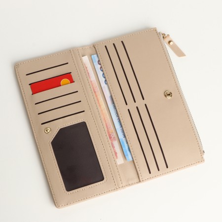 Women's wallet on magnets, beige color-4