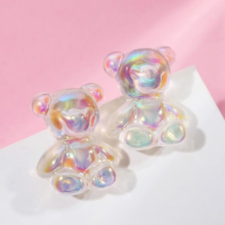 Acryl earrings "Marmalade Bear", pink color-1