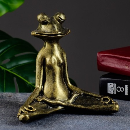 Figure "Frog Yoga in the Lotus Pose" 16x16x6cm, gold