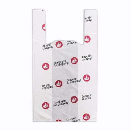 Package Polyethylene T -shirt 28 + 16 x 50 cm, 16 μm, white "Thank you for the purchase"