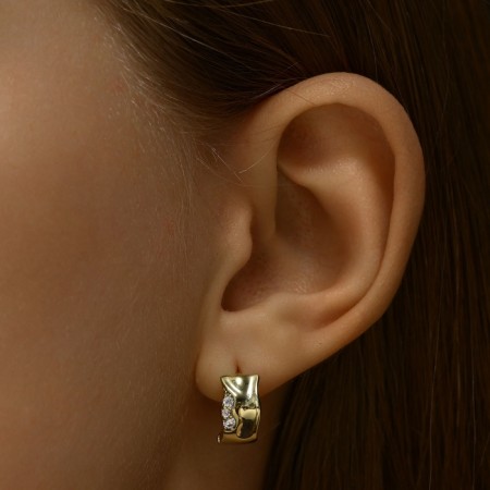 Hooping earrings Xuping curls, white color in gold, d = 1.4 cm-1