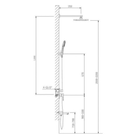 The shower system TIMO SELENE SX-3069/00sm (1013), built-in, chrome-5