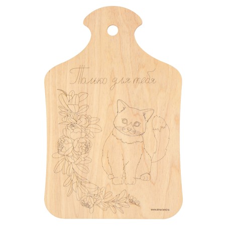 Burning board "Cat with a bouquet"-1