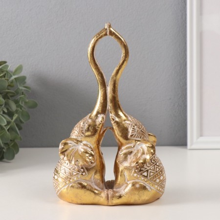 Souvenir Polystone "Elephants - Touch. Indian patterns" gold 13x6.7x19.8 cm