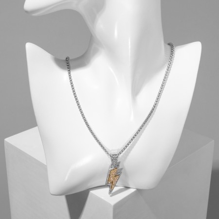 Lightning pendant, silver-gold color, 70 cm-2