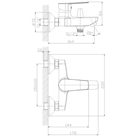 One-handed mixer for the bath Rossinka S35-31, with a short spout, chrome-1