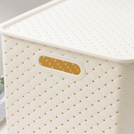 Storage basket with a birch bark cover, 14 l, 35 × 24.5 × 20.5 cm, ivory color-1