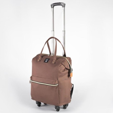 Bag-rug 2 in 1 on wheels 18 ”, lightning department, outer pocket, brown color-1