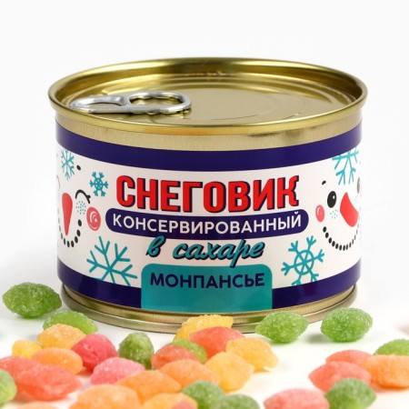 Монпансье «Снеговик консервированный»: со вкусом тутти-фрутти, 65 г-1