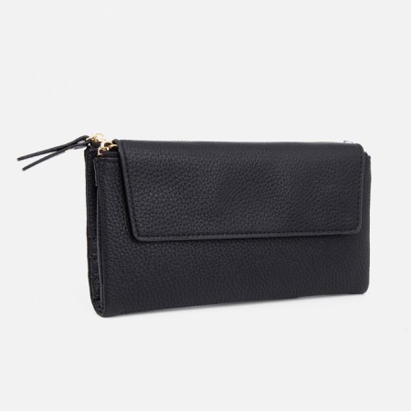 Women's wallet on magnets, black color