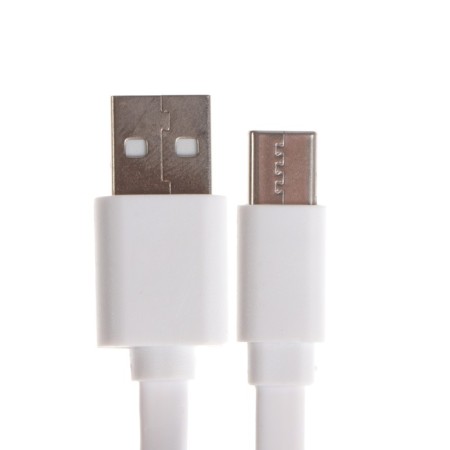 Cable MAXVI MC-02LF, Type-C-USB, 2A, 1M, elongated Type-C up to 10 mm, PVC, flat, white-1