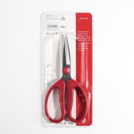 Scissors for working with the Premium skin, mowed blade, 8 ", 20 cm, red color-4