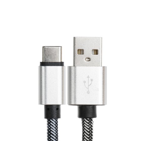 Type- C cable - usb, 2.1 a, nylon braid, 2 meters, silver-1