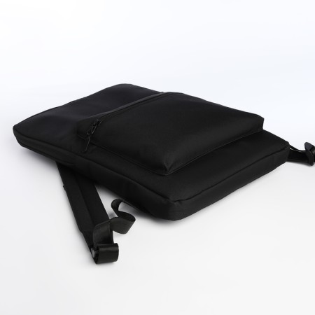 A backpack for a laptop made of textiles with a zipper, an outer pocket, black color-4