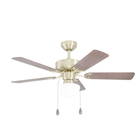 Ceiling fan with CADIZ lamp, 1x40W, E27, steel, brass, glass, white