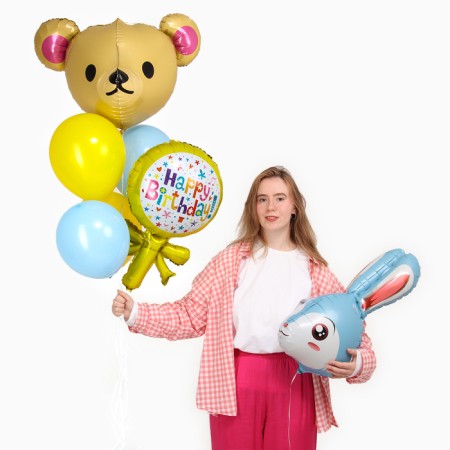 Set of balls "Happy Birthday. Animals ”, latex, foil, 7 pcs.-1