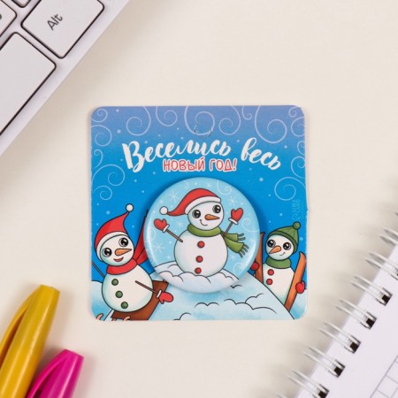 New Year of the setting icon d = 35 mm "Snowman" 6.5x6.5 cm-1