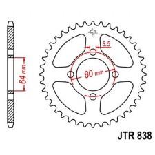 The rear star, driven, JTR838 for a steel motorcycle, chain 428, 45 teeth