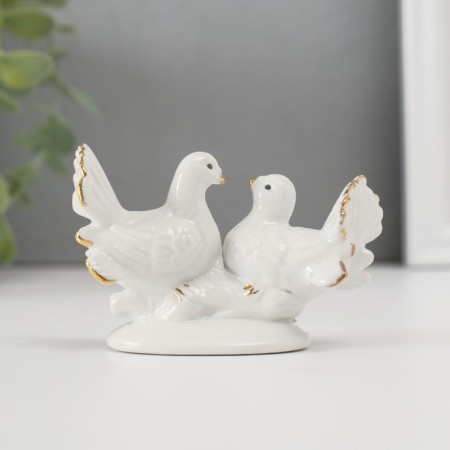 Souvenir Ceramics "Doves with a rose" white, rhinestone 5.8x8.7x4.2 cm-3
