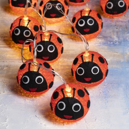 Garland “thread” 2 m with the nozzles “ladybug”, ip20, a transparent thread, 10 LED, a glow of warm white, AAH2