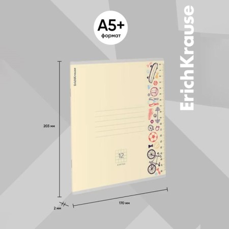 Notebook of 12 sheets in the Erichkrause "Ruler Hobby", the cover coated cardboard, an offset block 100%, mix-3
