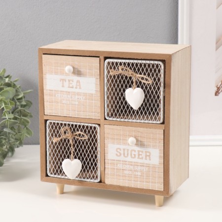 Casket wood 4 boxes "Gosque with hearts" 10x20x23 cm-3