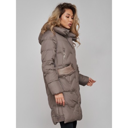 Coat insulated winter female, size 52, brown color-9