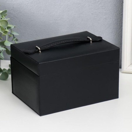 Casket to the leatherette to decorations the chest "Smoothness. Matte black" 11x18x13.7 cm-4