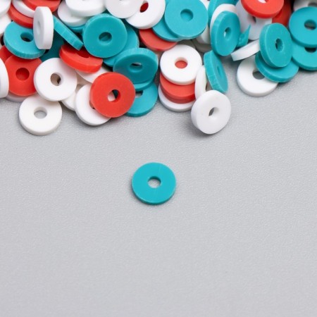 A set of beads made of polymer clay "Astra" 6 mm, 20 gr. Green, white, red mix-1