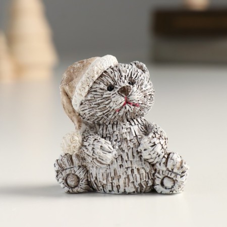 Souvenir Polystone "Bear in a hat/cap, sits" Gray mix 5.5x3.5x5.5 cm-1