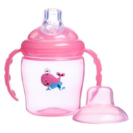 Drunker - children's impotance with a soft nose, 250 ml, with handles, pink color-1