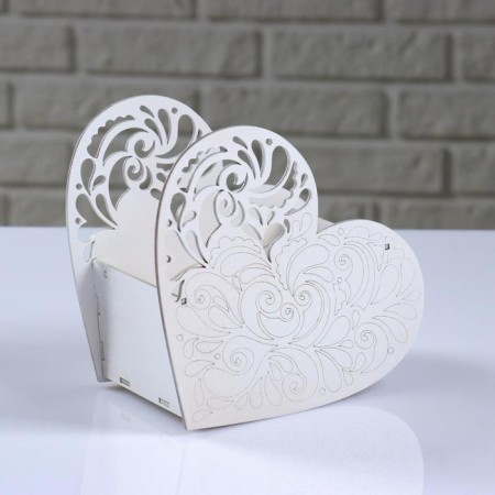 Kashpo wooden "Openland heart", white, 18 × 8.6 × 14 cm-2