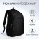 Youth backpack from textiles, 2 parts with lightning, 4 pockets, black color