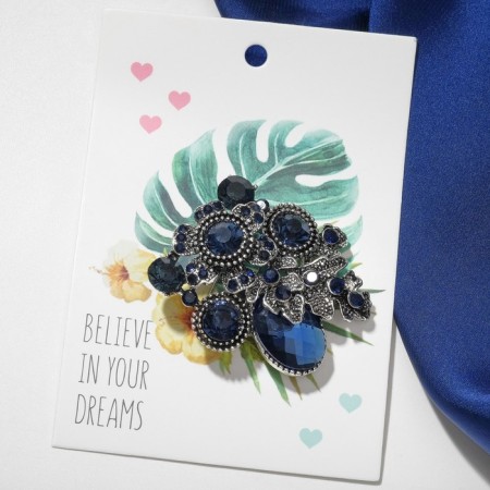 Brooch "Empress" darkness, blue color in black silver-2
