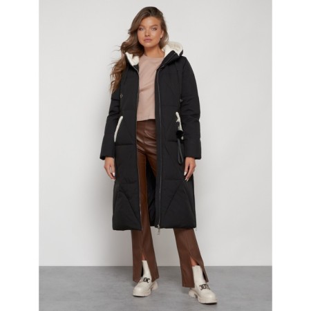 Coat insulated winter female, size 50, black color-4