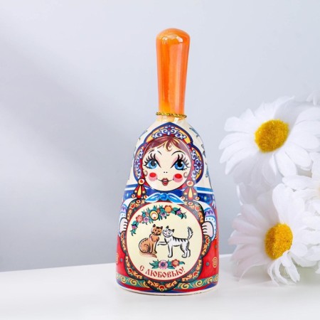 Matryoshka bell is medium with a pen, cat, mix 10 cm-5