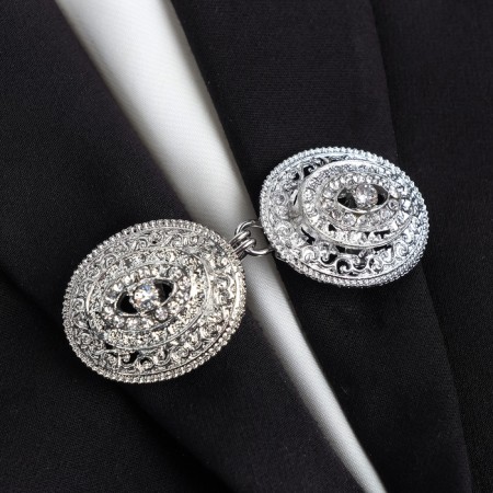 Cardigan clamp "Ellipse", white color in silver-2