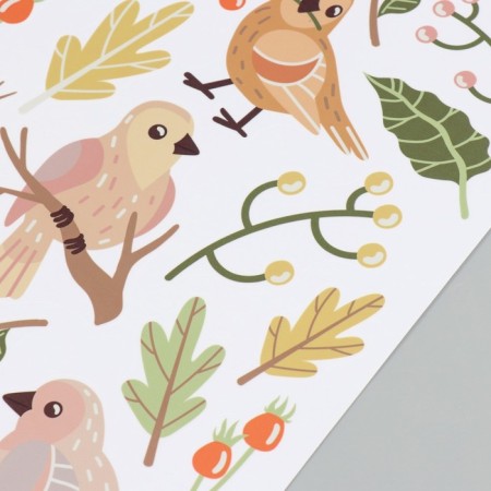 Interior color sticker "Birds and berries" 30x60 cm-2