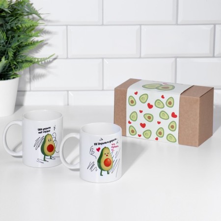 A set of paired mugs of Avocado sublimation, with application-4