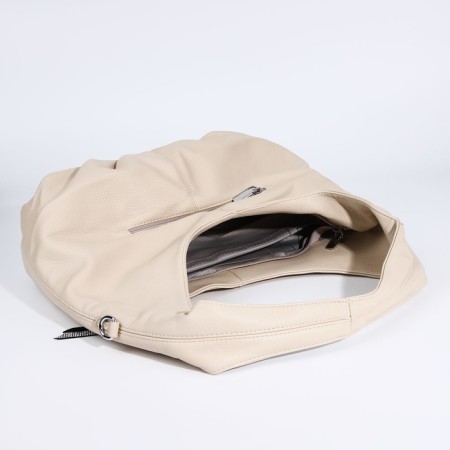 Love bag with a zipper, 3 outer pockets, beige color-6