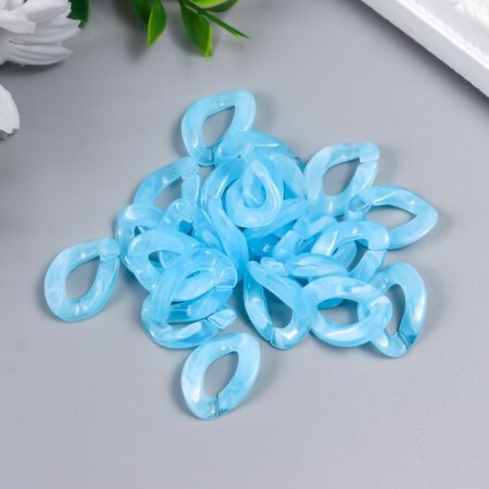 Decor for creativity plastic "Ring for the chain" Blue set of 25 pcs 2.3x1.65 cm-2