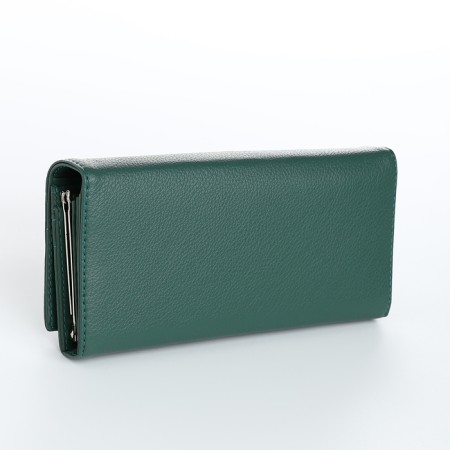 Women's wallet on magnets, green color-1