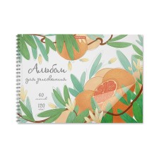 Альбом для рисования А4, 40 листов, блок 120 г/м², на спирали, Erich Krause "Juice Fruits", пластиковая обложка, 100% белизна, перфорация на отрыв, твердая подложка