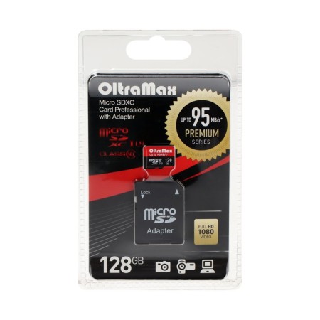 Memory of Memory Oltramax Microsd, 128 GB, SDHC, UHS-1, class 10, 95 MB/s, with adapter SD