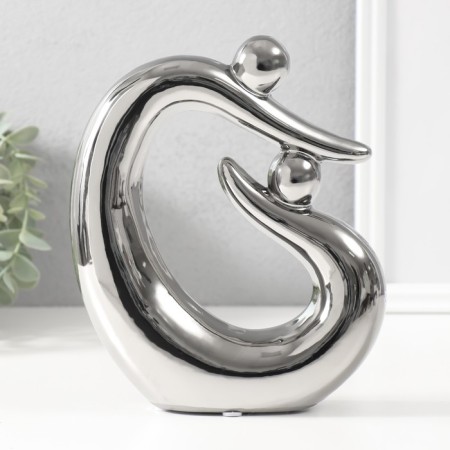 Souvenir Ceramics "Abstraction. Fathers and children" silver 17x5.5x19.5 cm-3