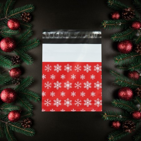 Courier bag with an adhesive valve, "snowflakes", 16 x 22 cm, set 50 pcs